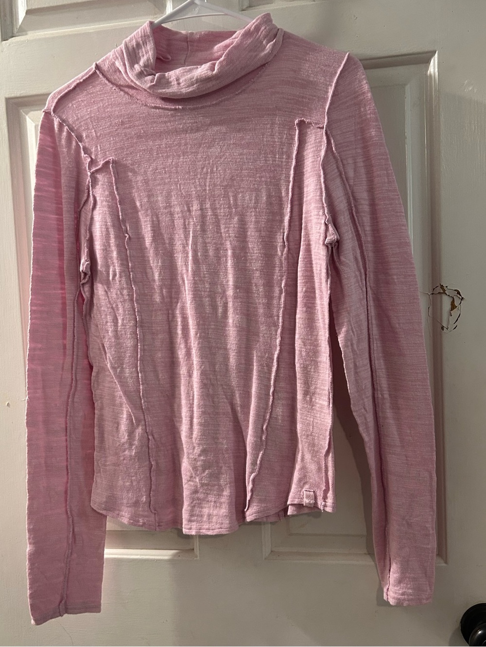 Free People Soft Pink Long Sleeve Mock Neck Top